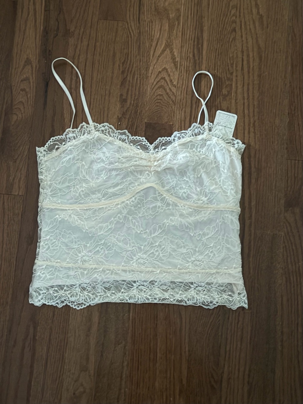 Lace Camisole Tank Top - cream/blush